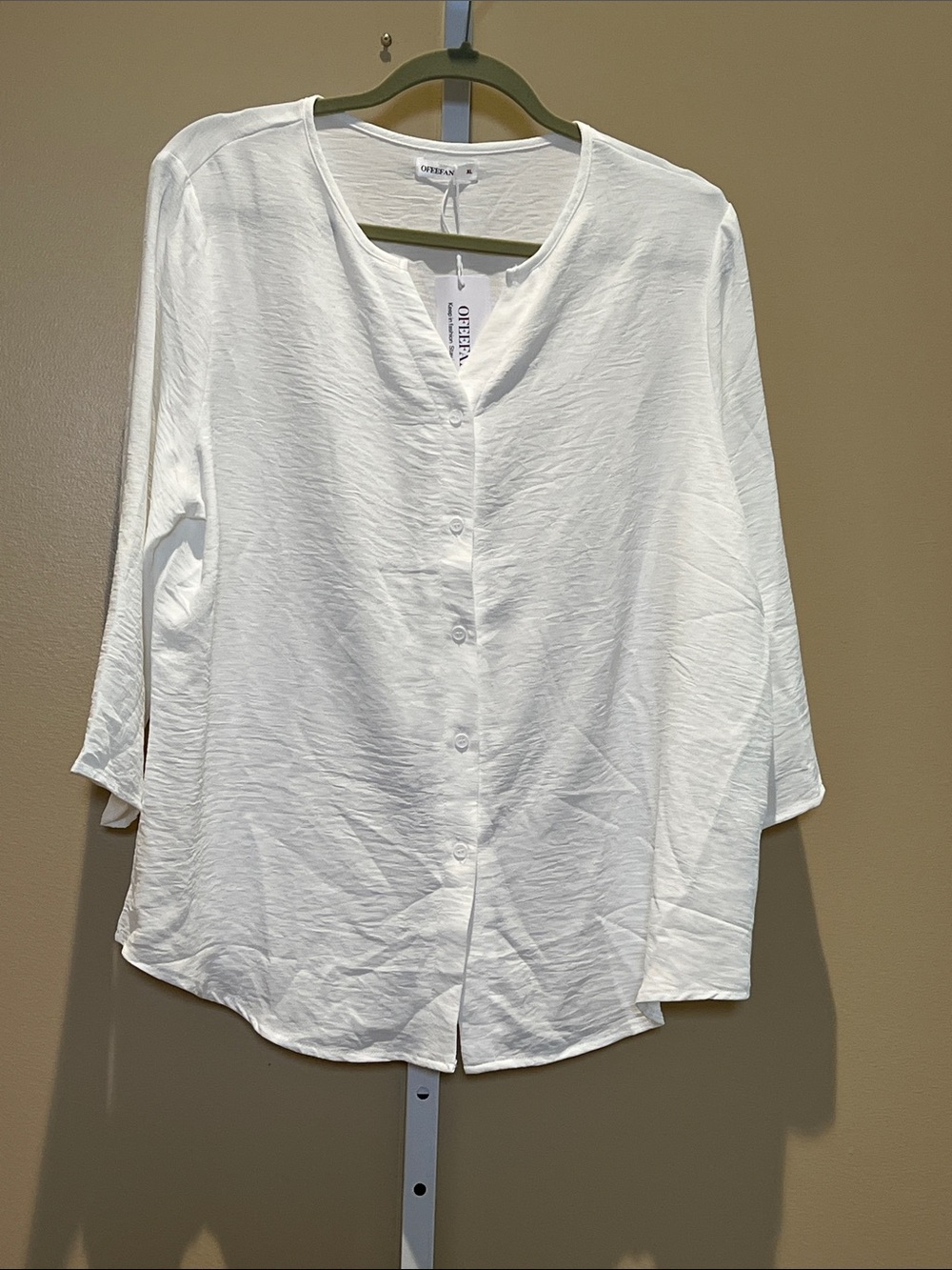 White Button-Front Lightweight Blouse